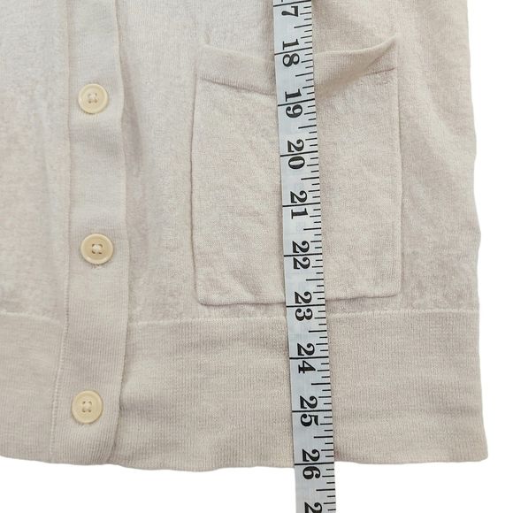 Banana Republic Womens Merino Wool Sweater Large Beige Button Up Knit V-Neck - Picture 10 of 12